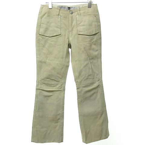 マリテフランソワジルボー Marithe Francois Girbaud レザー スエード ストレート パンツ フロントポケット スラックス ボトムス ベージュ M 1111 レディース 023 ベクトルパーク