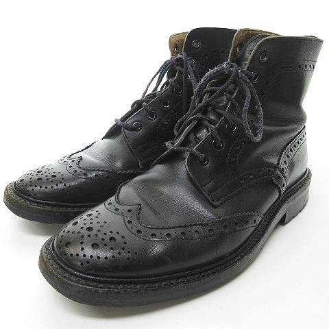 トリッカーズ Tricker S Molton モルトン カントリーブーツ ウィングチップ 革靴 黒 ブラック 8 約26cm Nvw 1116 メンズ 023 ベクトルパーク