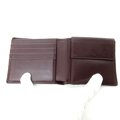 スマイソン Smythson 型押し レザー 二つ折り 財布 コンパクトウォレット 紺系 グレー系 1215 メンズ 023 ベクトルパーク