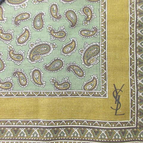 未使用品 イヴサンローラン Yves Saint Laurent ハンカチ 2枚セット ペイズリー 総柄 箱付き シック ボルドー ネイビー カーキ系 13 メンズ レディース 023 ベクトルパーク