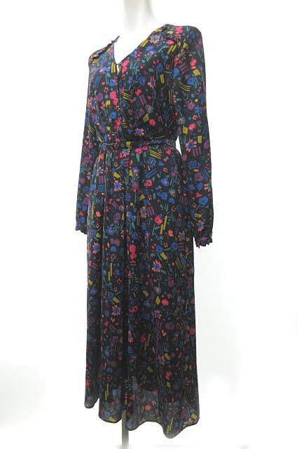 ポールスミス PAUL SMITH PS ワンピース 長袖 ロング丈 総柄 花柄 黒 