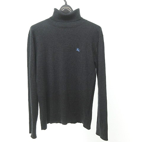 バーバリーブラックレーベル Burberry Black Label カシミヤ混 セーター ニット 長袖 ハイネック ロゴ グレー 2 約m 1212 メンズ 023 ベクトルパーク