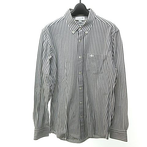 ラコステ LACOSTE ストライプビズポロシャツ PH765E 長袖シャツ ロゴ 