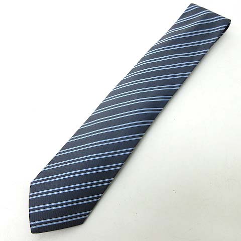 エルメス HERMES 美品 シルク レジメンタルストライプ レギュラータイ