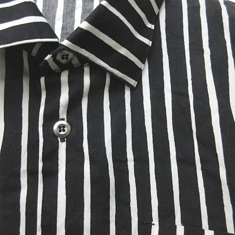 marimekko ストライプ 長袖シャツ ブラック・ホワイト マリメッコ marimekko シャツ 長袖 ストライプ 黒 白 M 1229