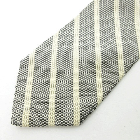 ブリュアー Breuer 美品 ネクタイ レジメンタルストライプ シルク ビジネス 白 グレー系 Nvw メンズ 023 ベクトルパーク