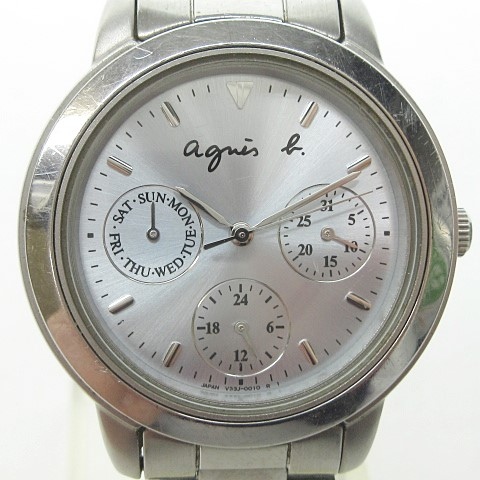 アニエスベー Agnes B V33j 0010 腕時計 クロノグラフデザイン 青文字盤 シルバー 0110 Nvw レディース 023 ベクトルパーク