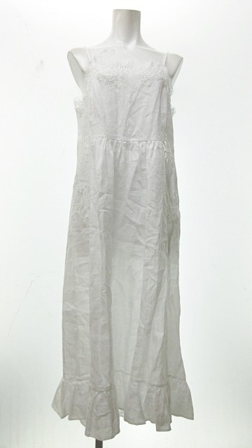 エルマノシェルビーノ Ermanno Scervino キャミワンピース ロング丈 フリル レース 麻 リネン 白 L 0116 Rrr レディース 023 ベクトルパーク