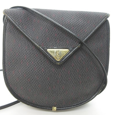 イヴサンローラン Yves Saint Laurent ヴィンテージ オールド ショルダーバッグ 斜め掛け Pvc レザー グレー ピンク ブラック 黒 0117 Nvw レディース 023 902101170014 ベクトルパーク