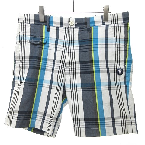 パーリーゲイツ Pearly Gates 大きいサイズ ゴルフ ウエア ハーフパンツ ショーツ チェック 白 青 紺 6 Xl Nvw 0118 メンズ 023 ベクトルパーク