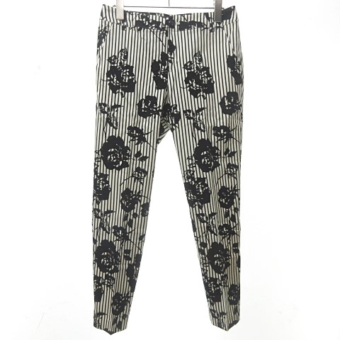 未使用品 ダイアグラム Diagram ストライプ ローズ プリント パンツ ストレッチ 花柄 白黒 36 0219 Ecr レディース 023 ベクトルパーク