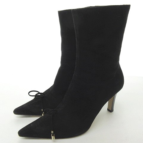 グッチ GUCCI ショートブーツ サイドジップ スエードレザー ヒール GG  