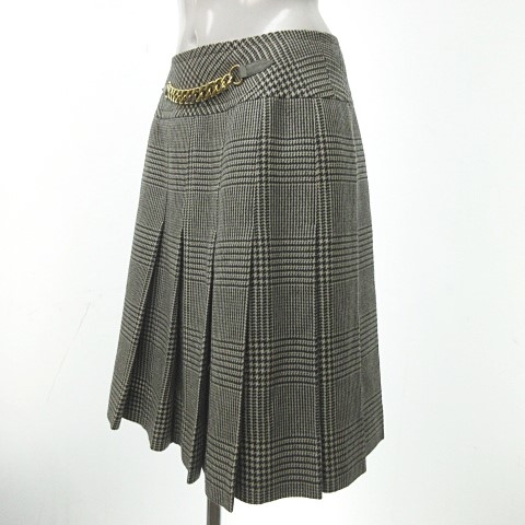 セリーヌ CELINE ヴィンテージ チェック柄フレアスカート セリーヌ ヴィンテージスカート Bランク. セリーヌ CELINE