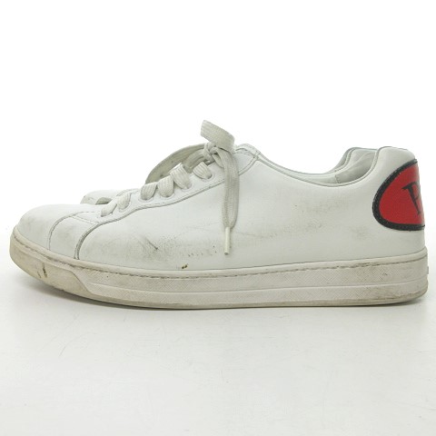 プラダ PRADA 18年 ロゴ 吹き出し レザー スニーカー シューズ