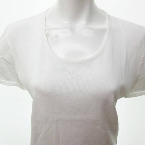 シャネル CHANEL 美品 カットソー Tシャツ ココマーク ロゴ ホワイト 