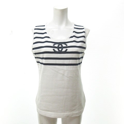シャネル CHANEL ノースリーブ カットソー ボーダー ココマーク  