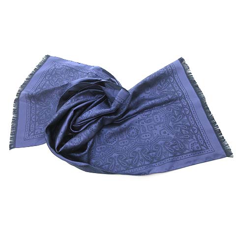 エトロ Etro 美品 総柄 ペイズリー シルク スカーフ 紫系 紺系 0316 Stk メンズ レディース 023 ベクトルパーク
