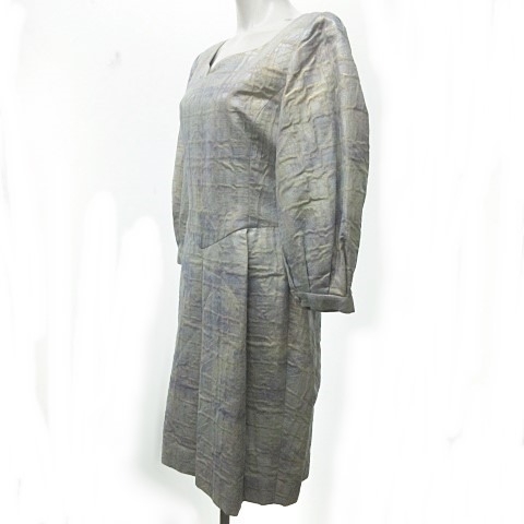 クリスチャンディオール Christian Dior ヴィンテージ ワンピース ドレス 7分袖 膝丈 ラメ 光沢 サックスブルー 白 13 0326 Ecr3 レディース 023 ベクトルパーク