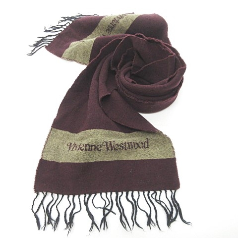 ヴィヴィアンウエストウッドマン Vivienne Westwood Man マフラー ロゴ ボルドー ベージュ 0810 メンズ 023 ベクトルパーク