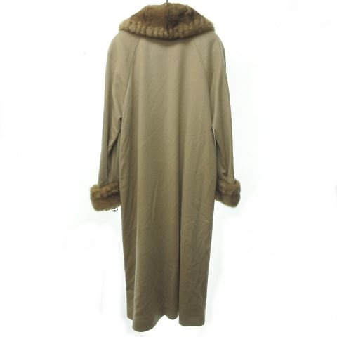 未使用品 バルマン BALMAIN タグ付 カシミヤ ミンク襟 ステンカラーコート ファー PASHMINA 日本製 国内正規 ベージュ L 0526 ECR5 レディース