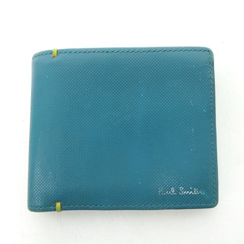 Paul Smith レザー 見づらく 二つ折り財布 緑色