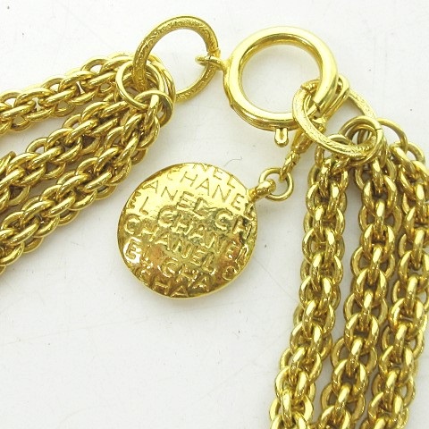 シャネル CHANEL 美品 ヴィンテージ ネックレス 3連 チェーン ロゴ 