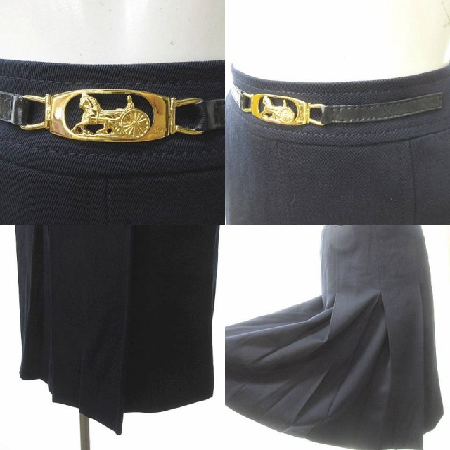 【専用】美品ヴィンテージ　CELINE　セリーヌ　ビットウールスカート　グリーン セリーヌ CELINE フィービー期 ウールカシミヤ メルトン素材