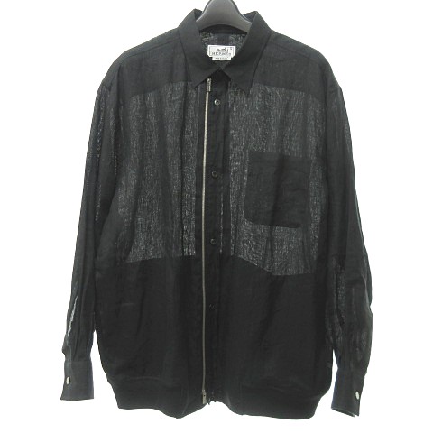 エルメス HERMES 国内正規品 美品 リネン ジップアップ シャツ  