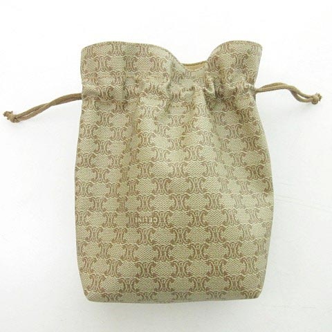 セリーヌ Celine マカダム 巾着 ポーチ ミニバッグ 小物入れ Pvc ベージュ ブラウン 0617 レディース 023 ベクトルパーク