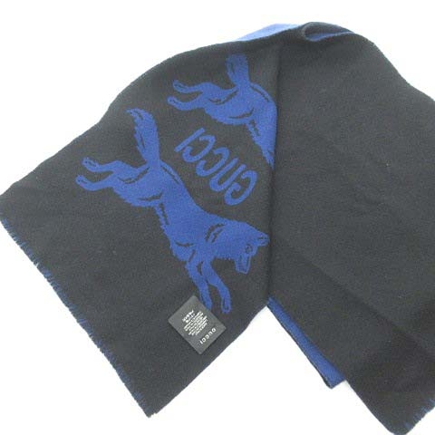 グッチ GUCCI マフラー ストール ウール オオカミ 狼 ウルフ 柄  