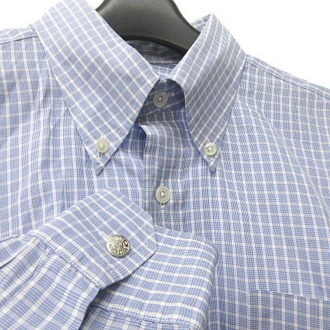 エルメス HERMES チェック BDシャツ ボタンダウン ワイシャツ カッター  