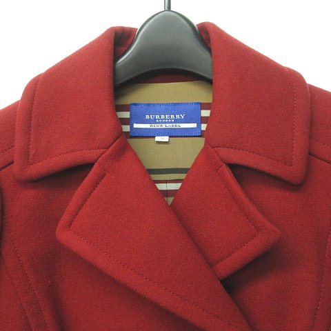 「美品」BURBERRY BLUE LABEL 赤ウールジャケット 38 美品」BURBERRY BLUE LABEL 赤ウールジャケット 38