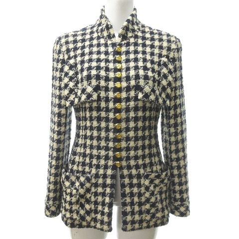 シャネル CHANEL ヴィンテージ スタンドカラー ツイードジャケット  