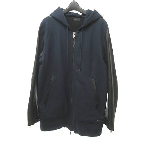 ディーゼル DIESEL 美品 レザー 切り替え パーカー ジャケット  