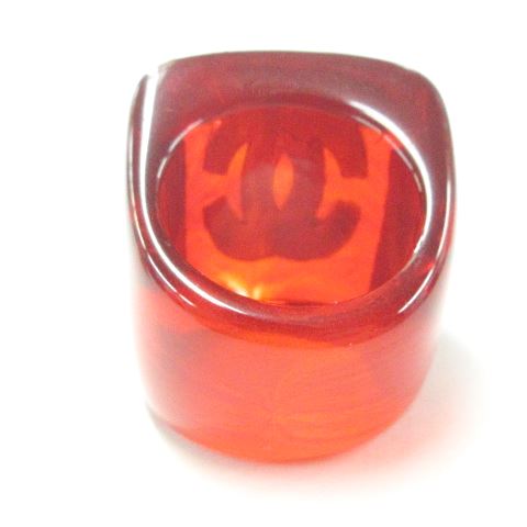 シャネル CHANEL リング 指輪 ココマーク プラスチック クリアレッド  