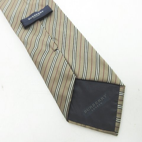バーバリー ロンドン BURBERRY LONDON アイコンストライプ ネクタイ レギュラータイ レジメンタルストライプ イタリア製 シルク 茶  ブラウン 1221 メンズ