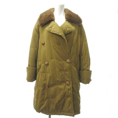 マックスマーラ Max Mara ヴィンテージ 希少 白タグ ミンクファー パテッド コート ジャケット ロング丈 中綿 イタリア製 黄土色 黄色 イエロー 36 約s 0107 Ecr13 レディース 023 ベクトルパーク