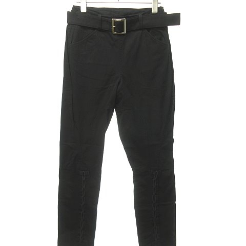 ヨウジヤマモト YOHJI YAMAMOTO パンツ スラックス テーパード ベルト付き 裾ジップ レースアップ コットン 黒 ブラック 1 0308 レディース 芸能人愛用 Yohji Yamamoto パンツ スラックス テーパード サイズ1 その他
