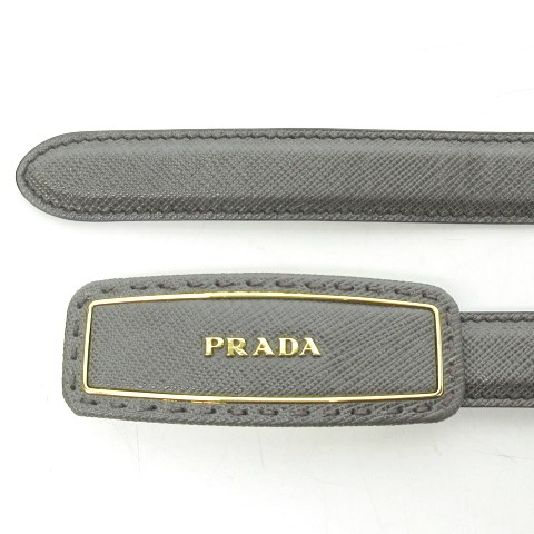 プラダ PRADA ロゴバックル ベルト ゴールド金具 グレージュ 34/85