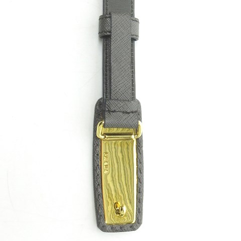 プラダ PRADA ロゴバックル ベルト ゴールド金具 グレージュ 34/85