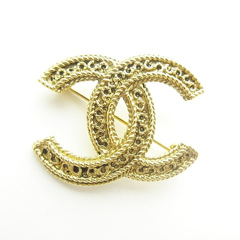 シャネル CHANEL 美品 ヴィンテージ ココマーク デカココ ピンブローチ 