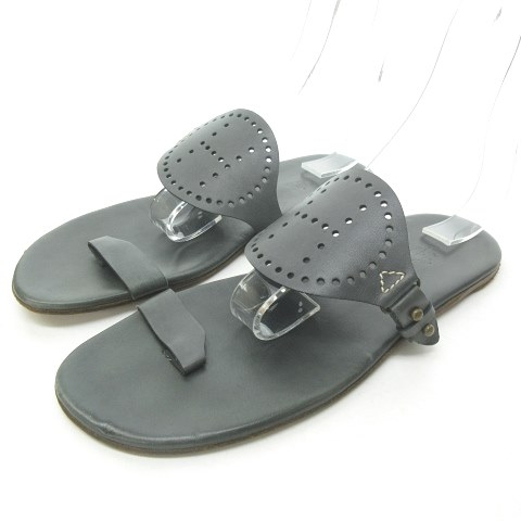 エルメス Hermes エブリン サンダル Hロゴ イタリア製 パンチングレザー グレー 靴 0331 メンズ 023 ベクトルパーク