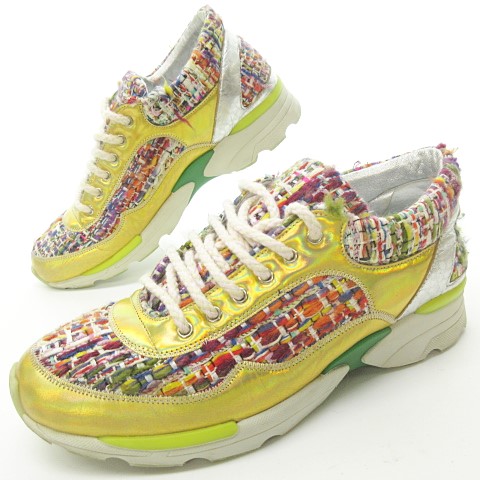 シャネル CHANEL G30442 ツイード メタリック スニーカー シューズ  