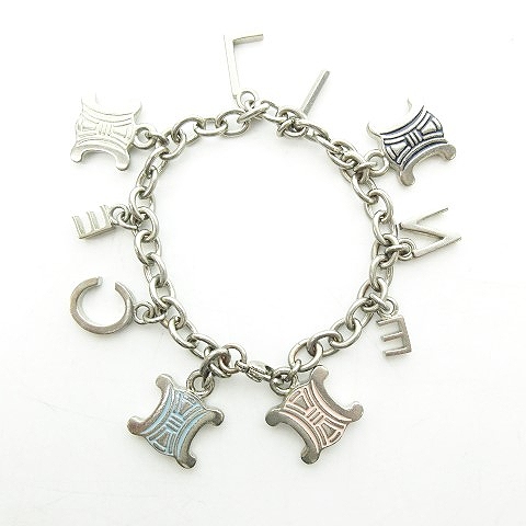 セリーヌ CELINE マカダム ロゴ ストーン装飾 チェーン