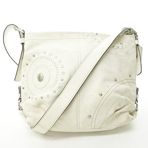 コーチ COACH F16178 レザー ショルダーバッグ サークルロゴ スタッズ 