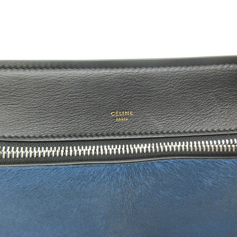 セリーヌ CELINE 美品 エッジ バッグ ワンハンドル ハラコ レザー バイ 