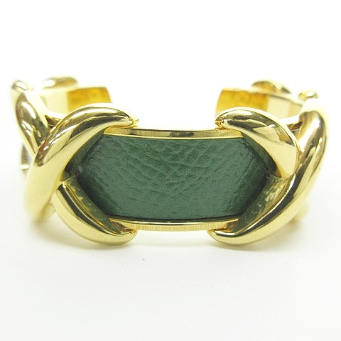 HERMES バングル・緑 エルメス HERMES クロスモチーフ オープン バングル