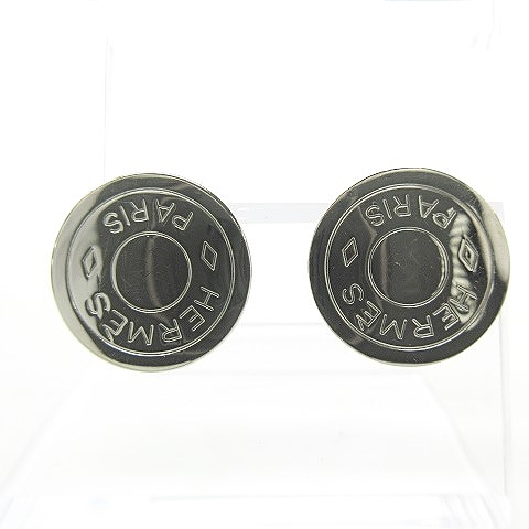 エルメス HERMES セリエ イヤリング クリップ式 ラウンド型 ロゴ  