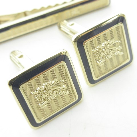 Burberry バーバリー ネクタイピン カフス セット ゴールド ホースロゴ  