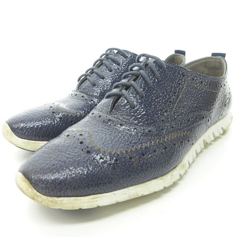 コールハーン Cole Haan Zero Ground ゼログラウンド メダリオン スニーカー パテントレザー エナメル シューズ 青 ブルー 紺 ネイビー 7 5 約24 5cm 0803 レディース 023 ベクトルパーク